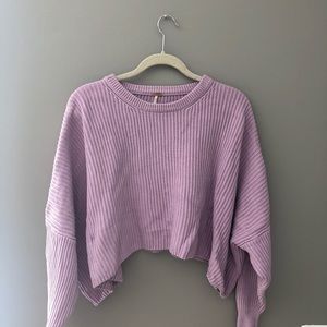 Free People Lavender Cropped Sweater